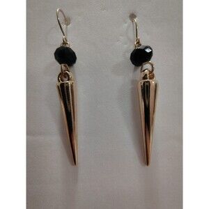 New Francesca’s Gold Tone & Black Drop Dangle 2” Pierced Earrings